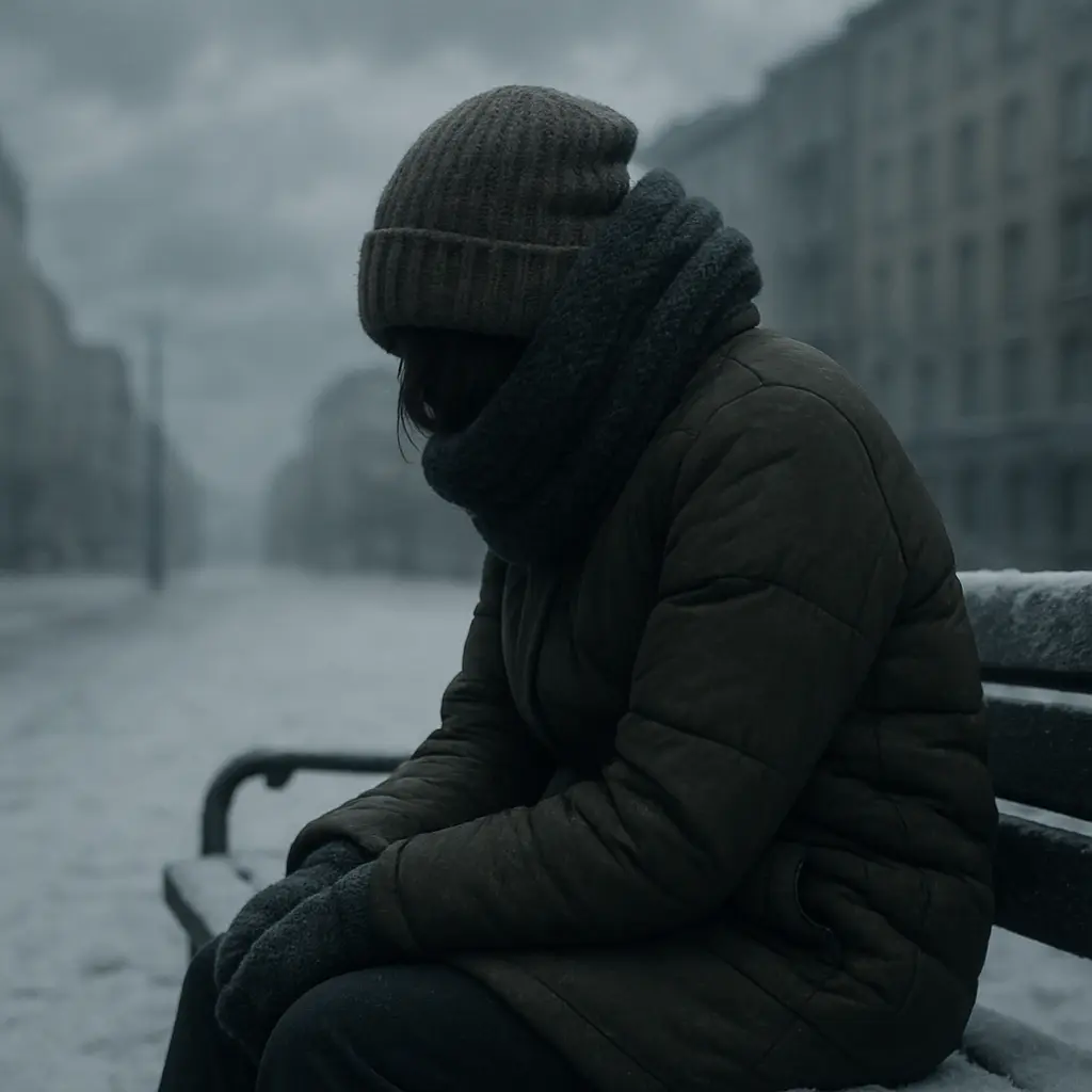 Pessoa olhando para fora de uma janela em um dia chuvoso, representando a depressão sazonal.